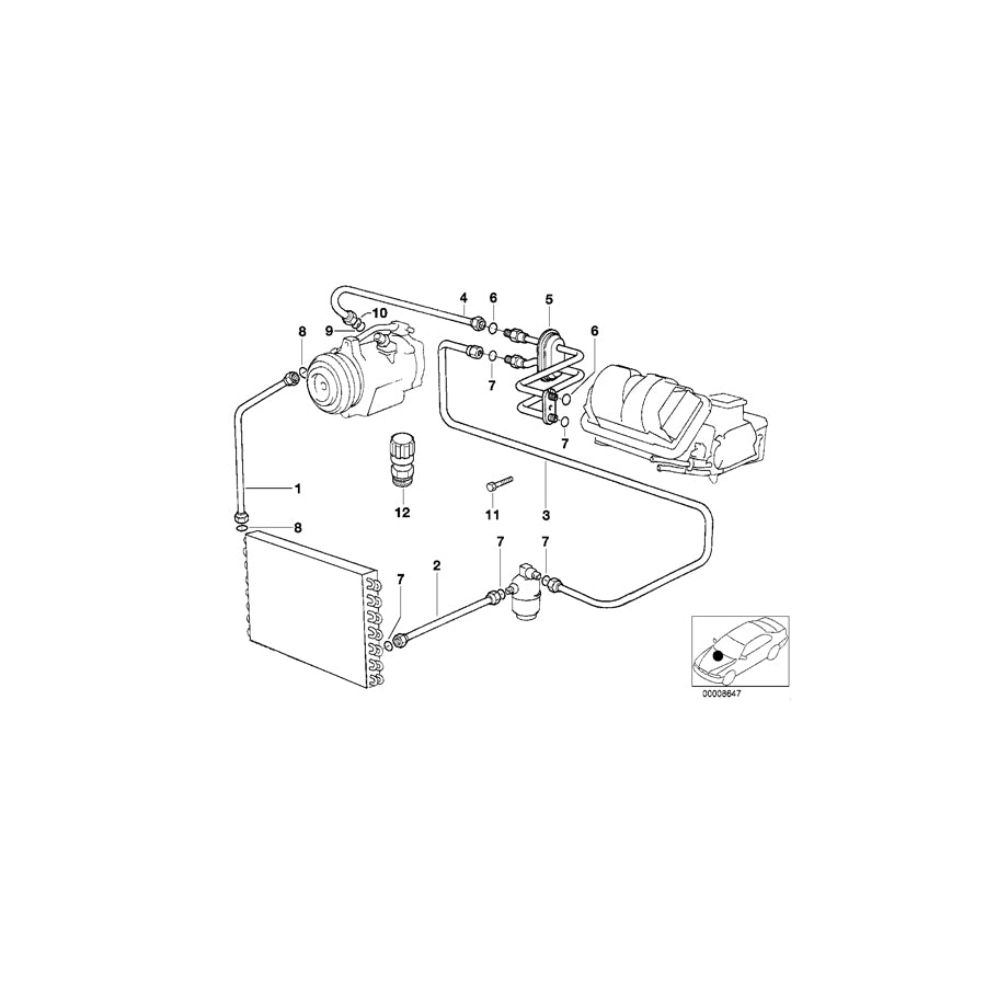 Genuine BMW 64538390473 E34 E32 Condenser-Dryer Pressure Hose Assy R12/R134A (Inc. M5 3.6, 525ix & 525td) | Duco Car Parts UK Car Parts