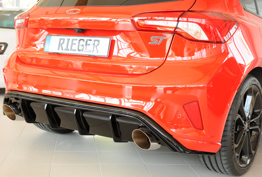 Rieger 00088216 Ford DEH Focus 4 Rear Diffuser for Sport Tailpipe Left & Right (Inc. Focus 4 ST) - Glossy Black