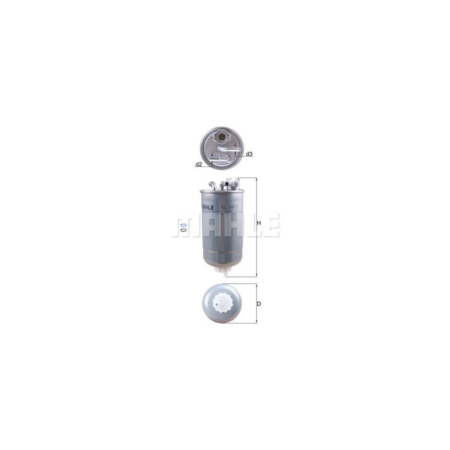 MAHLE ORIGINAL KL 147/1D Fuel filter In-Line Filter