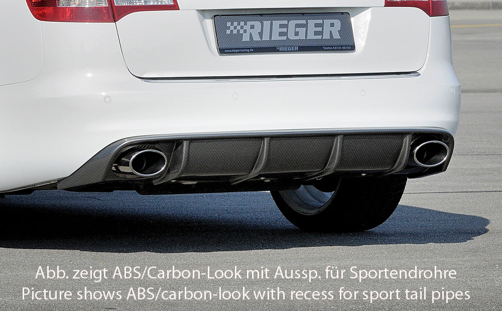 Rieger 00088044 Audi 4F A6 Rear Diffuser for Original Tailpipe Left & RIght - Glossy Black