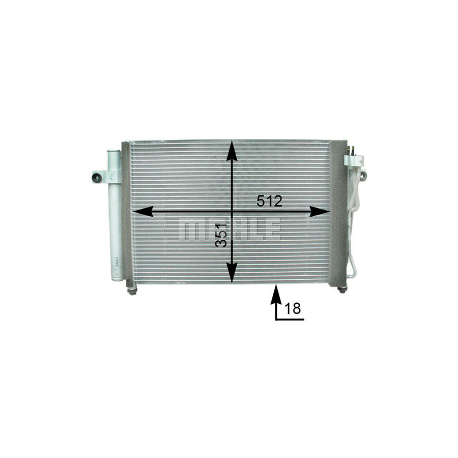 MAHLE ORIGINAL AC 393 000P Air conditioning condenser for HYUNDAI Getz (TB) with dryer, for hot climate zones