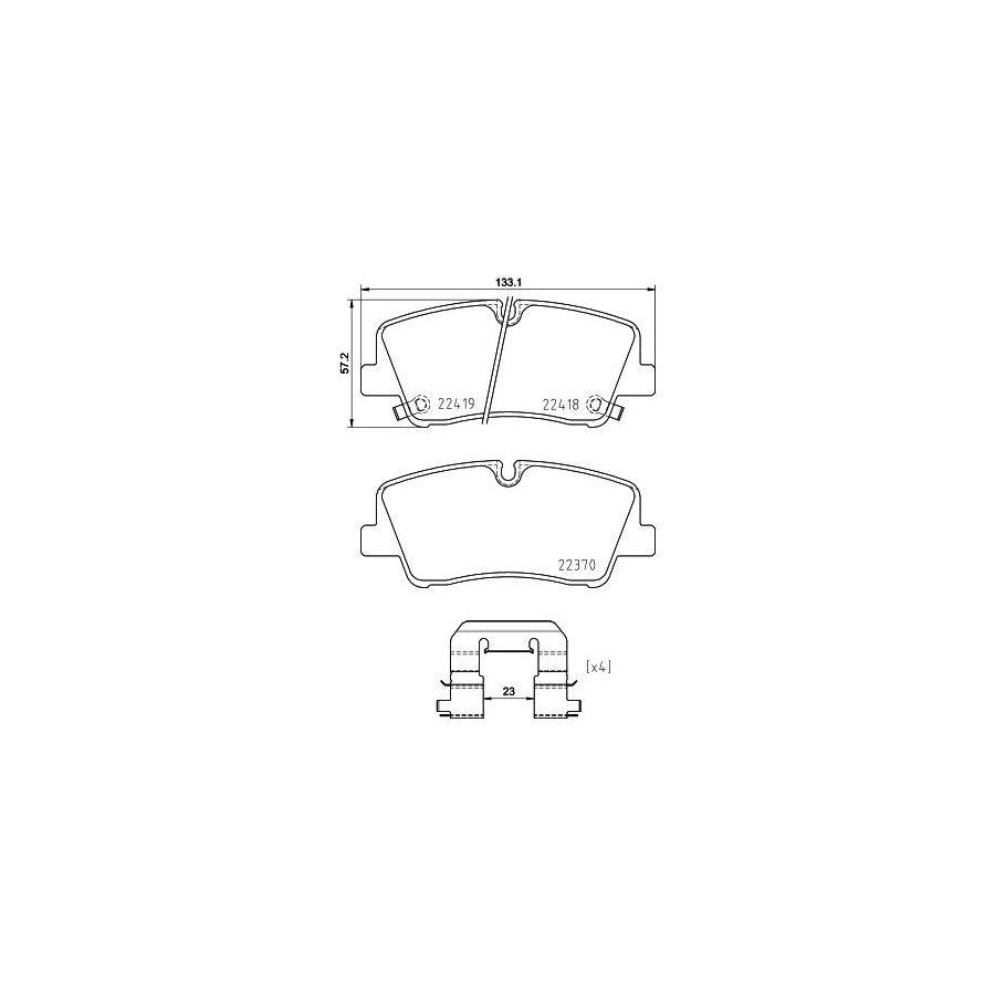 Hella 8DB 355 025 551 Brake Pad Set For Hyundai H350 With Acoustic Wear Warning With Accessories
