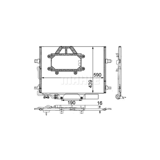 MAHLE ORIGINAL AC 453 000P Air conditioning condenser with bolted-on plate, with dryer