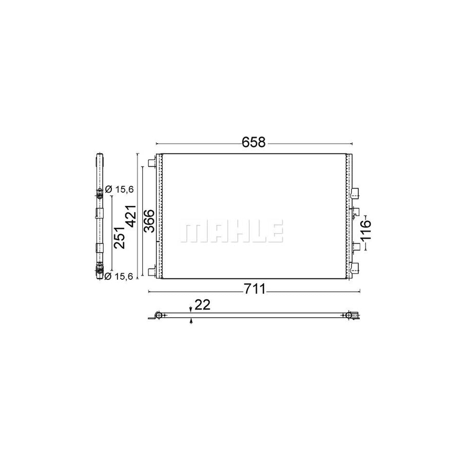 MAHLE ORIGINAL AC 701 000S Air conditioning condenser without dryer