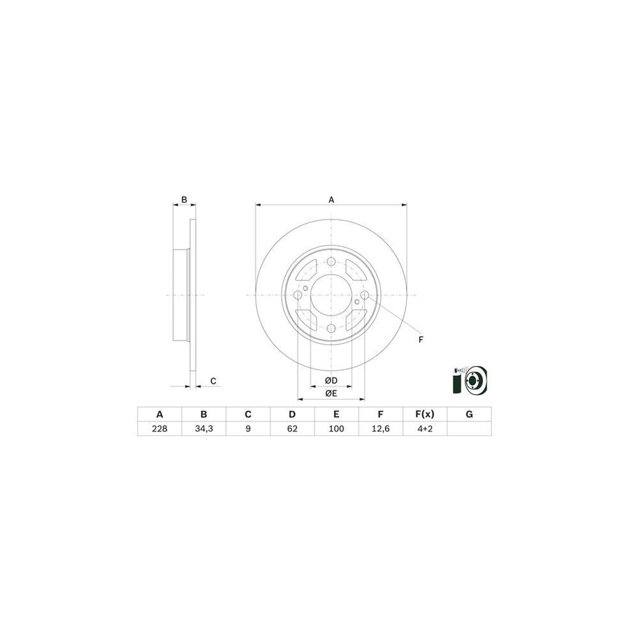 BOSCH 0 986 479 F38 Brake Disc for SUZUKI Swift V AZ Solid Coated