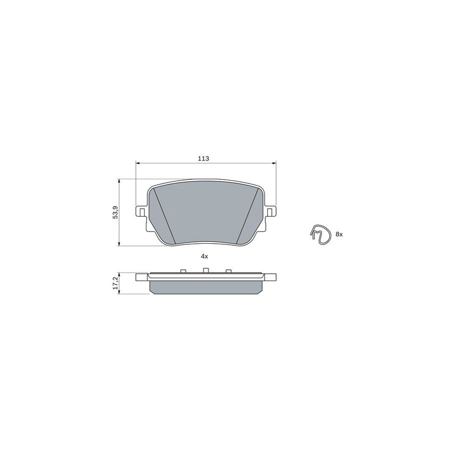 Bosch 0986424890 Brake Pad Set With Anti Squeak Plate With Mounting Manual With Spring BP2519