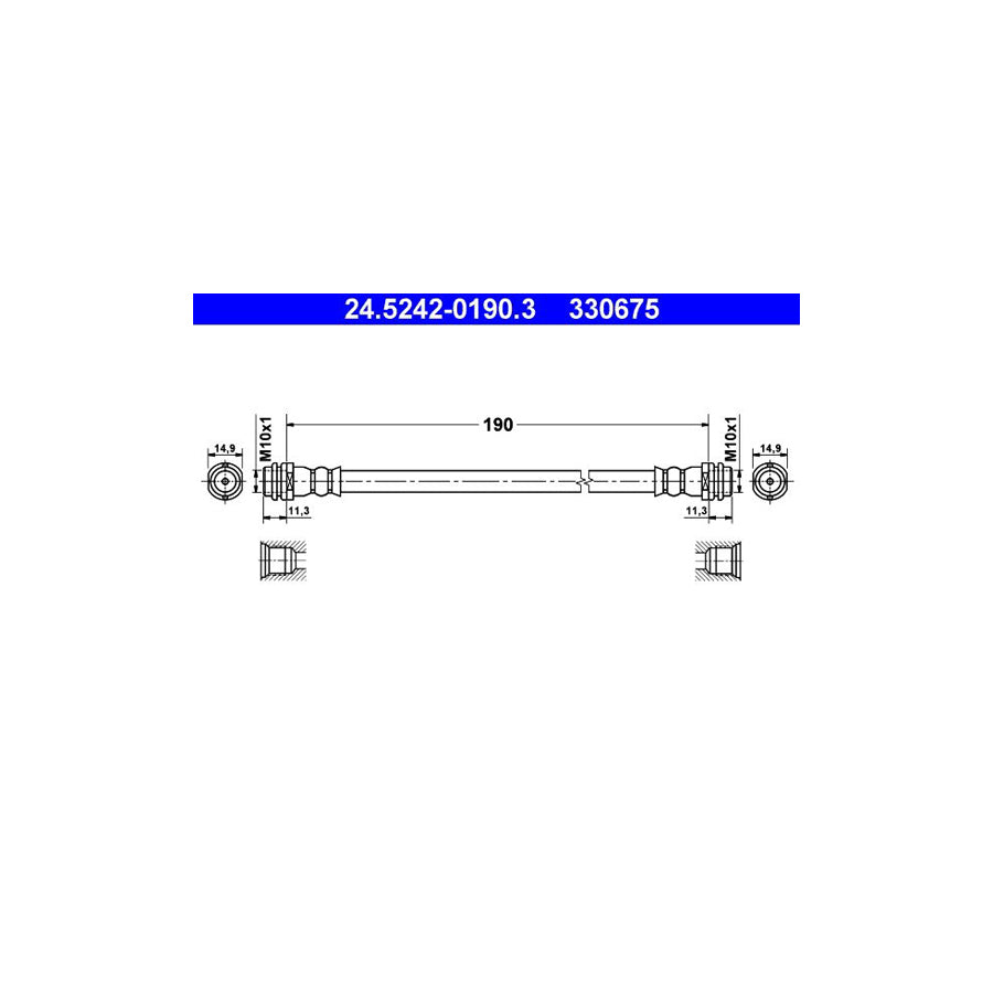 ATE 24 5242 0190 3 Brake Hose for AUDI A2 8Z0 190Mm