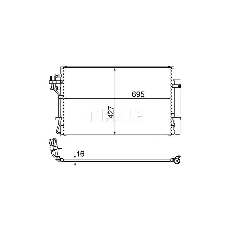 MAHLE ORIGINAL AC 869 000S Air conditioning condenser for HYUNDAI Genesis I Coupe (BK) with dryer