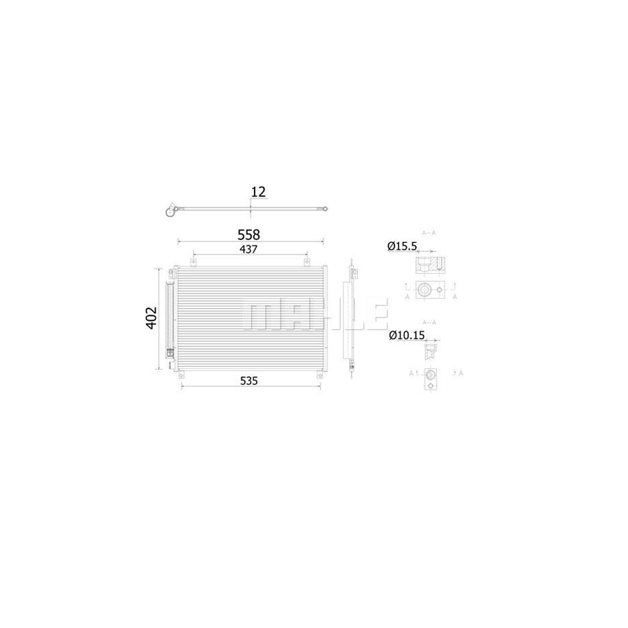 MAHLE ORIGINAL AC 912 000S Air conditioning condenser for SUZUKI Baleno II Hatchback (FW, EW) with dryer