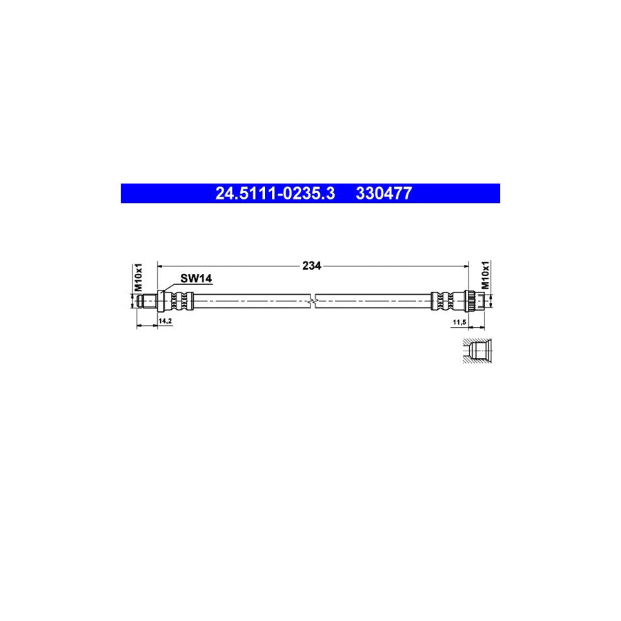 ATE 24 5111 0235 3 Brake Hose for PEUGEOT 405 234Mm M10X1