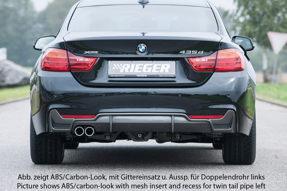Rieger 00088054 BMW 4 Series F32 F33 F36 Rear Diffuser for Original Tailpipe Left - Glossy Black