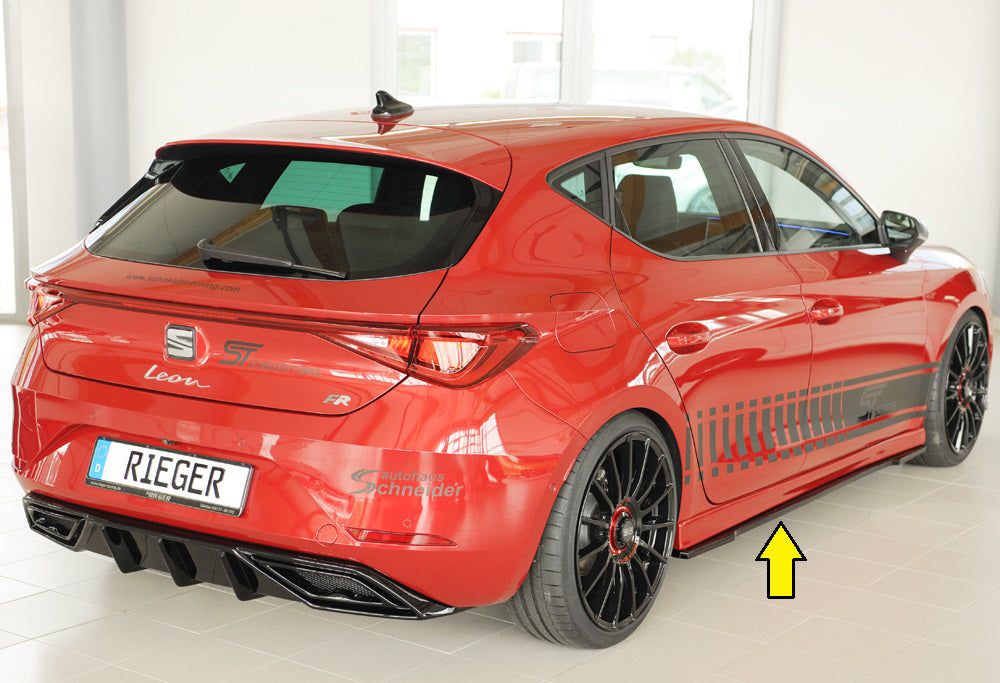 Rieger 00088222 Seat Leon KL Right Side Skirt Splitter - Glossy Black