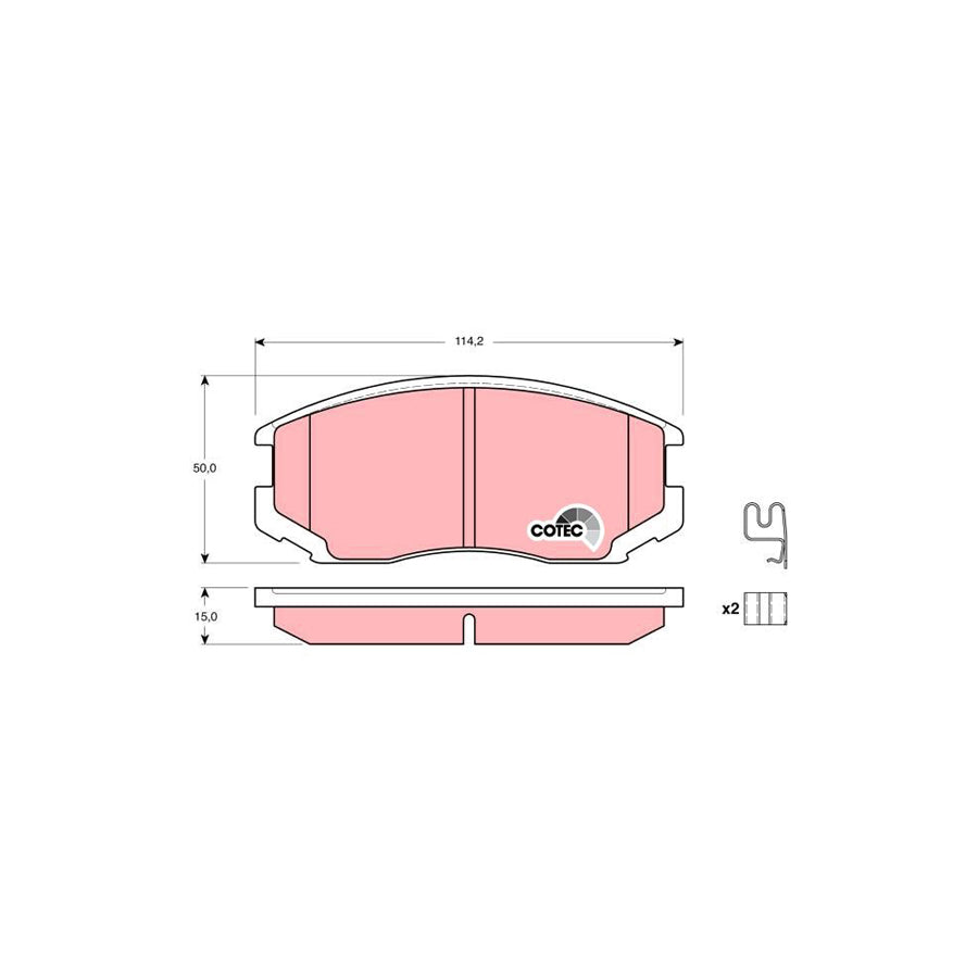 TRW Cotec Gdb3214 Brake Pad Set With Acoustic Wear Warning With Accessories