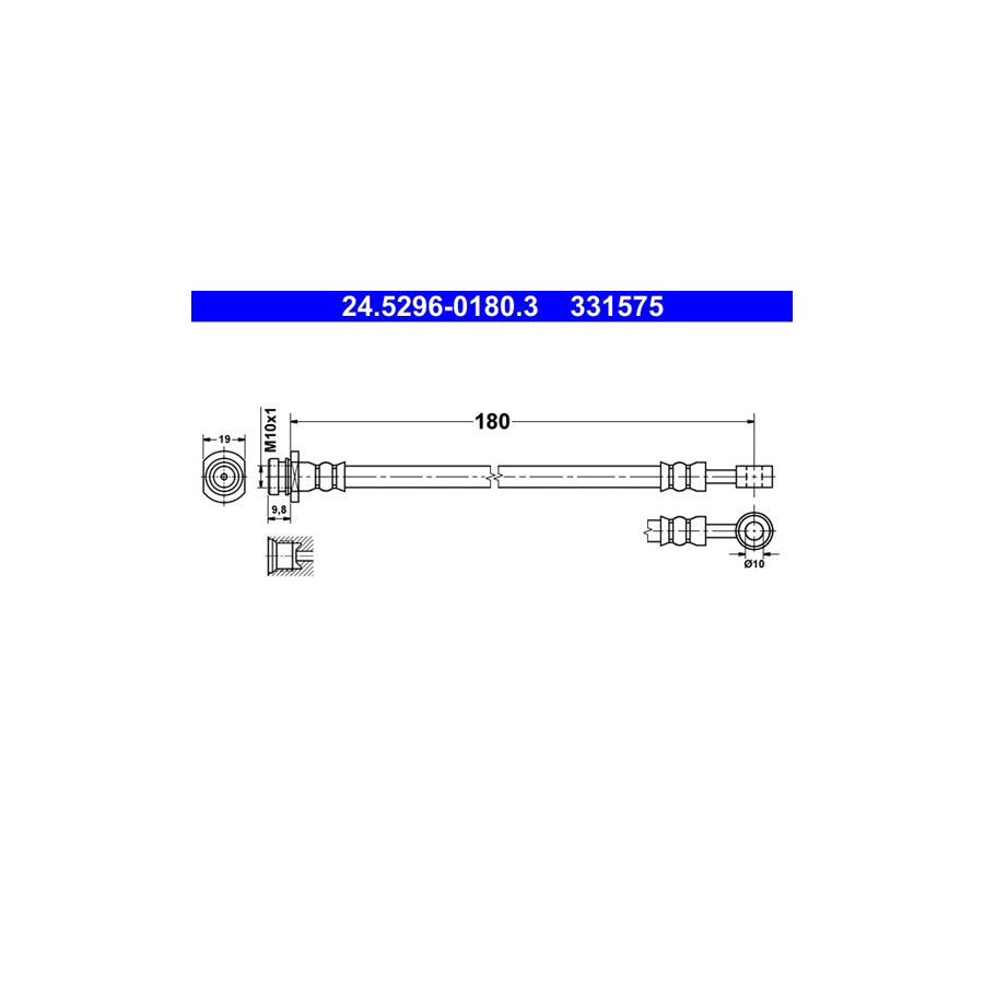 ATE 24 5296 0180 3 Brake Hose 180Mm M10X1