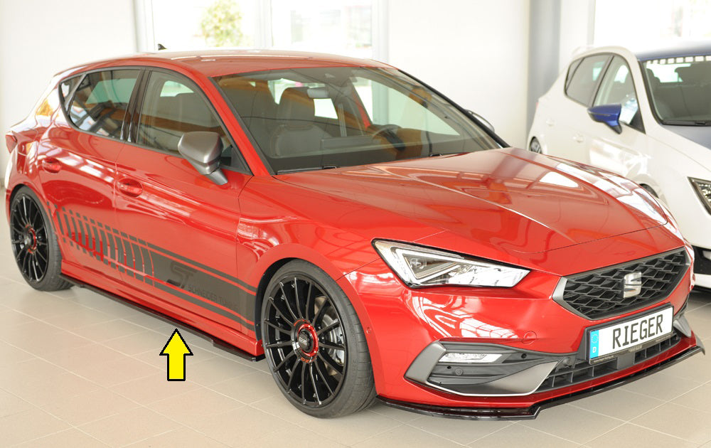 Rieger 00088222 Seat Leon KL Right Side Skirt Splitter - Glossy Black