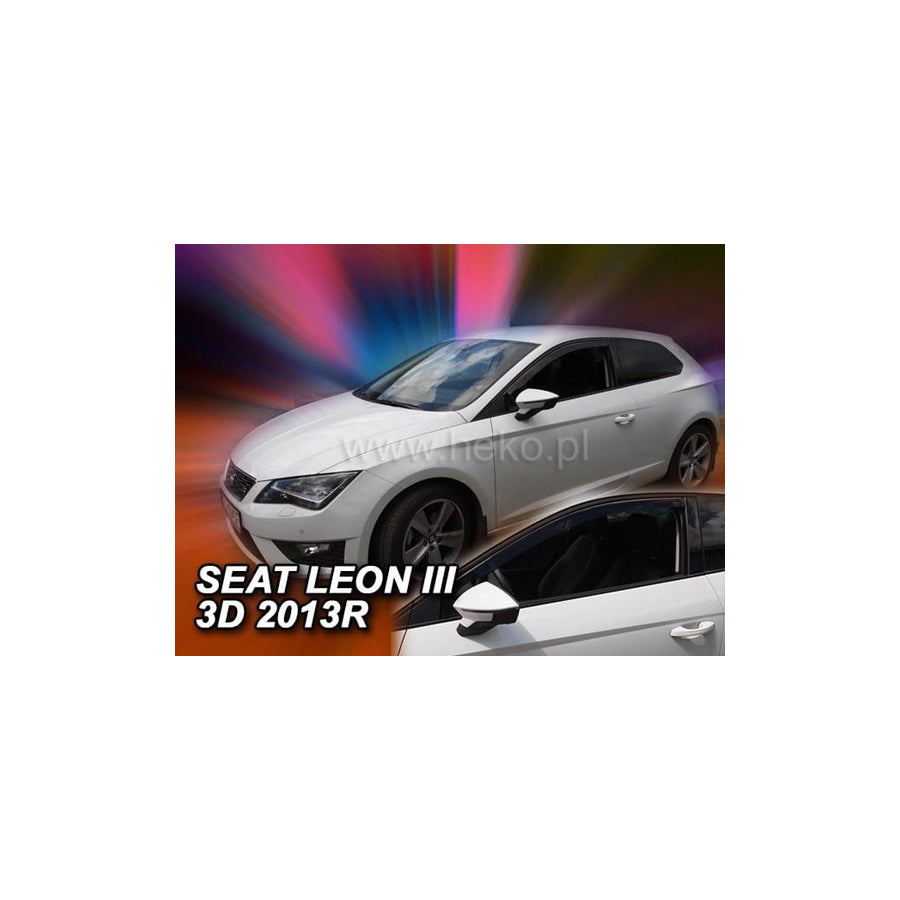 HEKO 28255 Wind deflectors for SEAT Leon III Hatchback (5F1) Arrow direction, Front, Vehicle Door, Smoke Grey