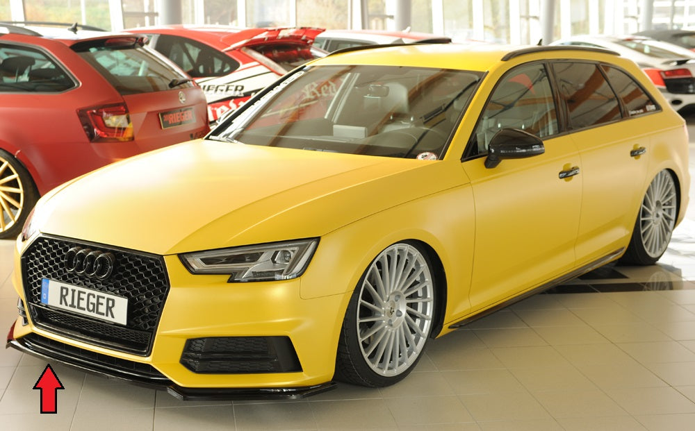 Rieger 00088226 Audi B9 F4 Front Splitter (A4 & S4) - Glossy Black