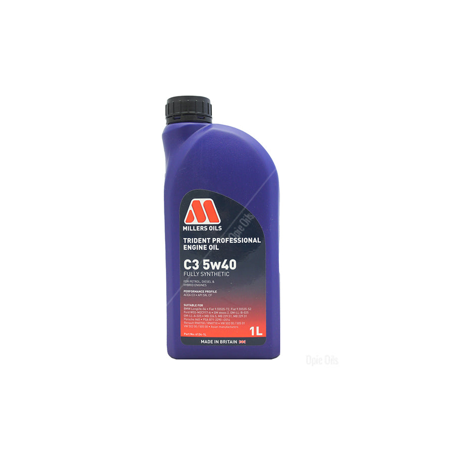 Millers Oils Trident Professional C3 5W-40 Fully Synthetic Engine Oil 1l