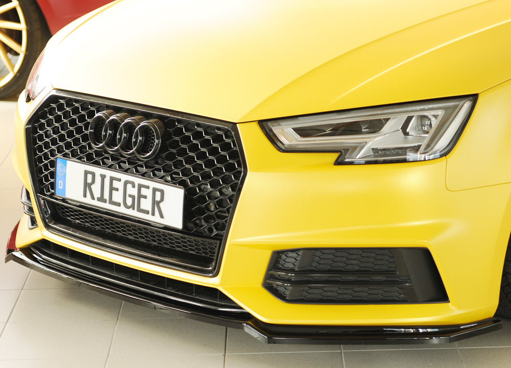 Rieger 00088226 Audi B9 F4 Front Splitter (A4 & S4) - Glossy Black