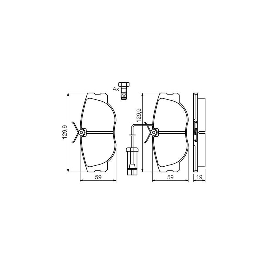 Bosch 0986460942 Brake Pad Set With Integrated Wear Sensor With Anti Squeak Plate With Bolts Screws With Accessories BP512