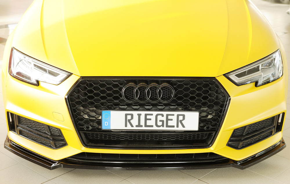 Rieger 00088226 Audi B9 F4 Front Splitter (A4 & S4) - Glossy Black