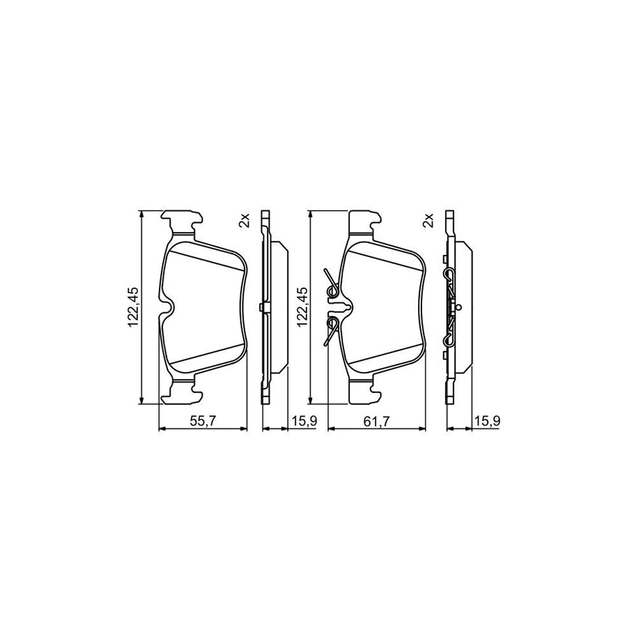 Bosch 0986495394 Brake Pad Set Suitable For Mercedes Benz C Class With Anti Squeak Plate With Piston Clip BP1767