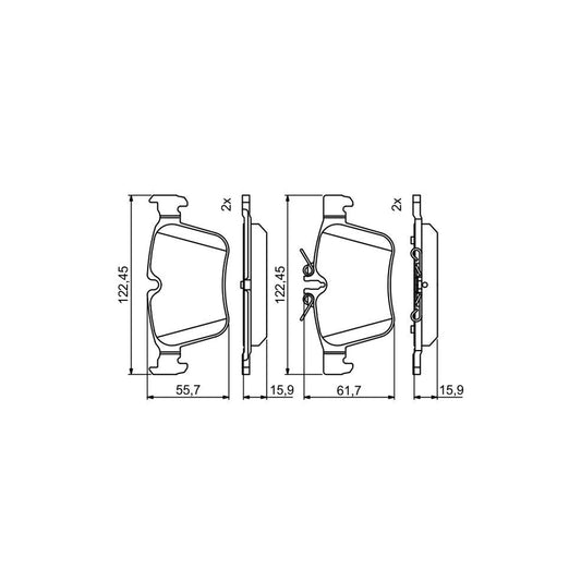Bosch 0986495394 Brake Pad Set Suitable For Mercedes Benz C Class With Anti Squeak Plate With Piston Clip BP1767