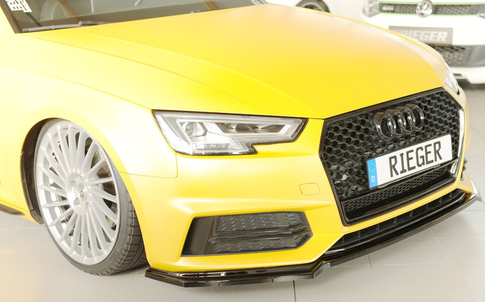 Rieger 00088226 Audi B9 F4 Front Splitter (A4 & S4) - Glossy Black