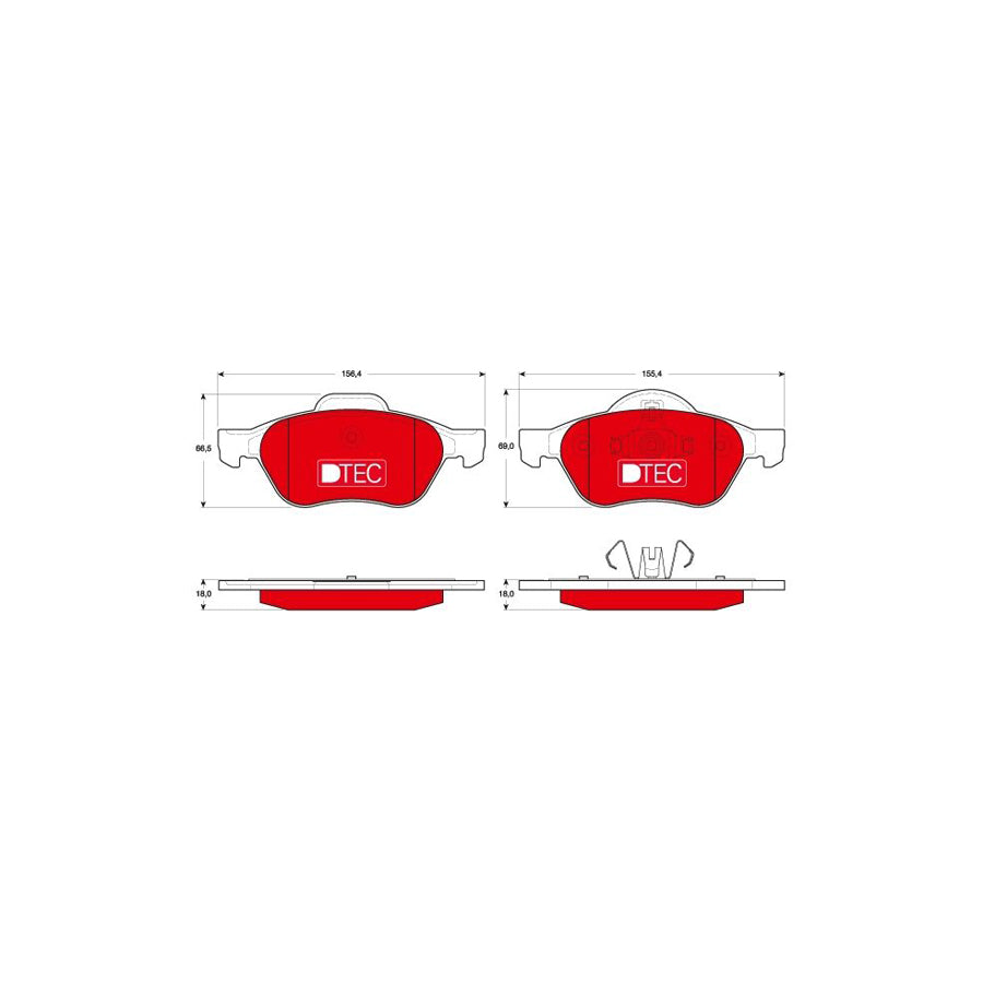 TRW Dtec Cotec Gdb1687Dte Brake Pad Set Not Prepared For Wear Indicator With Accessories