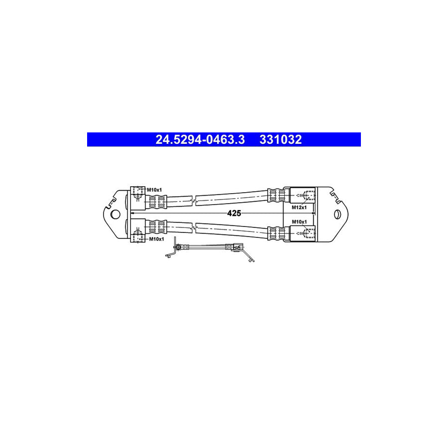 ATE 24 5294 0463 3 Brake Hose for FORD TRANSIT 463Mm M10X1