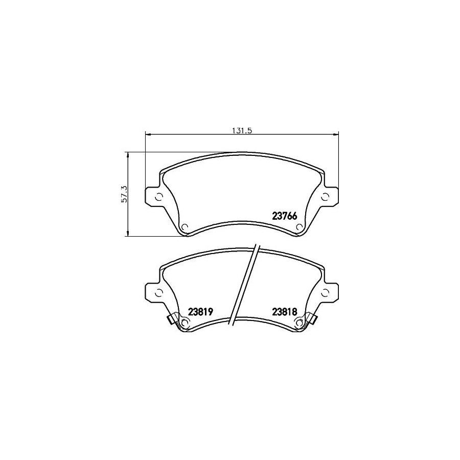 Hella 8DB 355 017 241 Brake Pad Set For Toyota Corolla With Acoustic Wear Warning