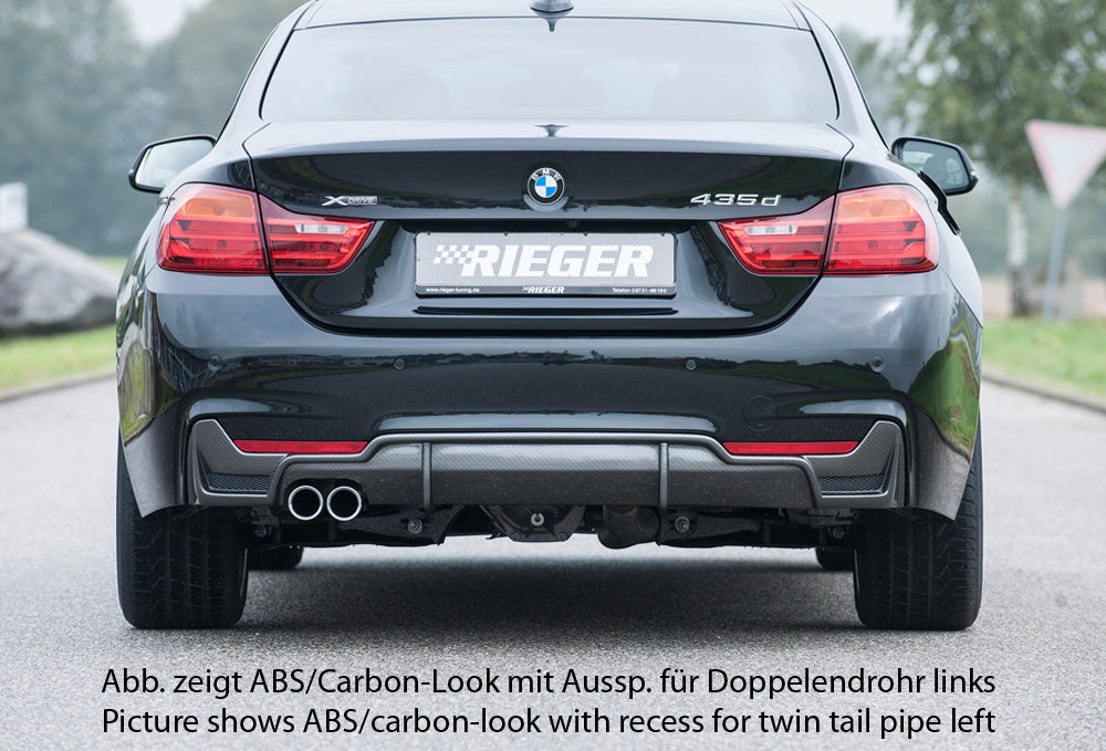 Rieger 00088070 BMW 4 Series F32 F33 F36 Rear Diffuser for Original Tailpipe Left - Glossy Black