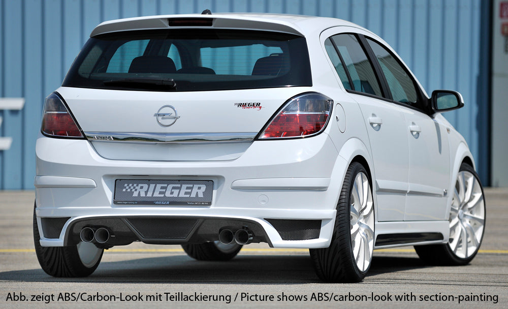 Rieger 00099325 Opel Astra H Rear Diffuser for Twin Tailpipe Left & Right - Carbon-Look