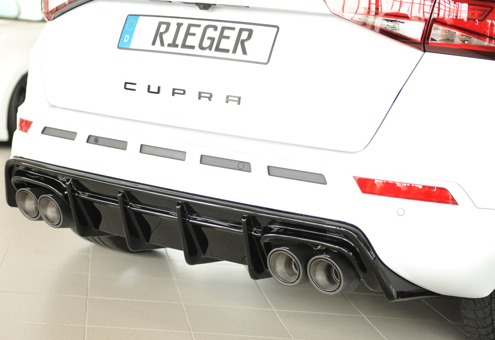 Rieger 00088228 SEAT 5FP Ateca Cupra Rear Diffuser - Glossy Black