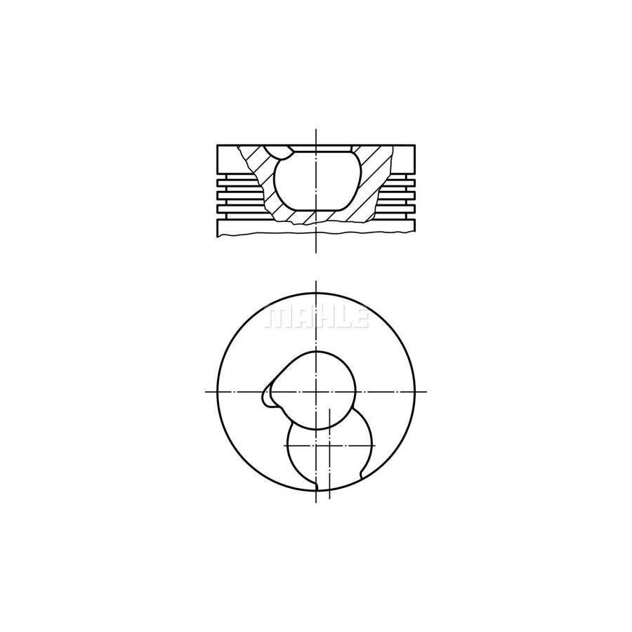 MAHLE ORIGINAL 030 55 01 Piston 79,76 mm, at shut-off cock, with piston rings, with piston ring carrier, without cooling duct