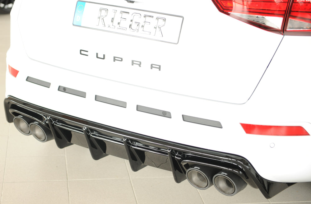 Rieger 00088228 SEAT 5FP Ateca Cupra Rear Diffuser - Glossy Black
