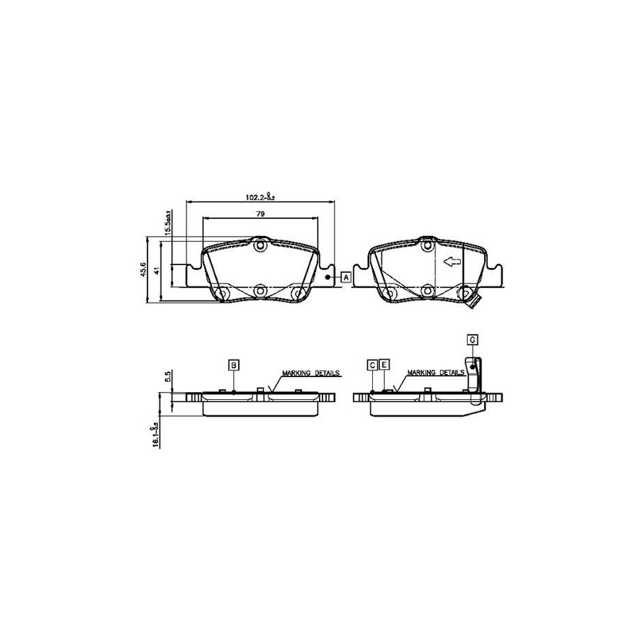 Bosch 0986Tb3070 Brake Pad Set Excl Wear Warning Contact With Accessories