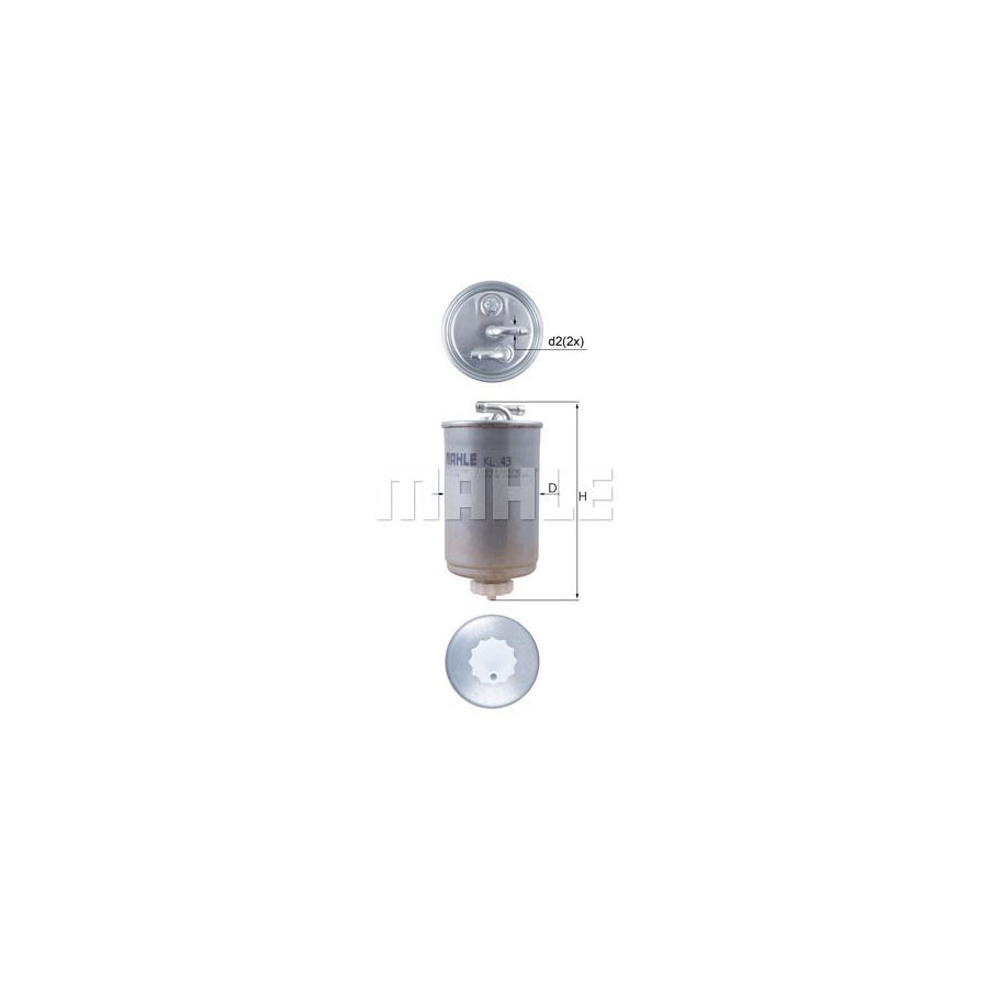 MAHLE ORIGINAL KL 43 Fuel filter In-Line Filter, with water drain screw