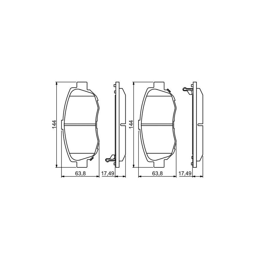 Bosch 0986494211 Brake Pad Set With Acoustic Wear Warning With Anti Squeak Plate BP1147