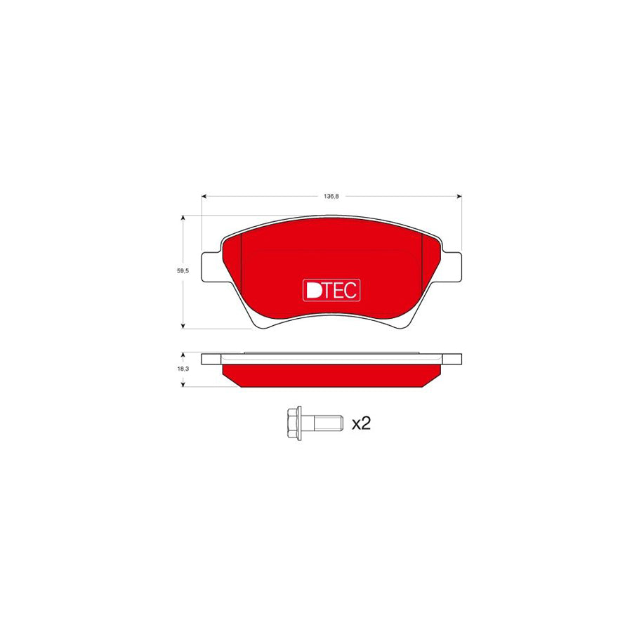 TRW Dtec Cotec Gdb1552Dte Brake Pad Set Not Prepared For Wear Indicator With Brake Caliper Screws With Accessories