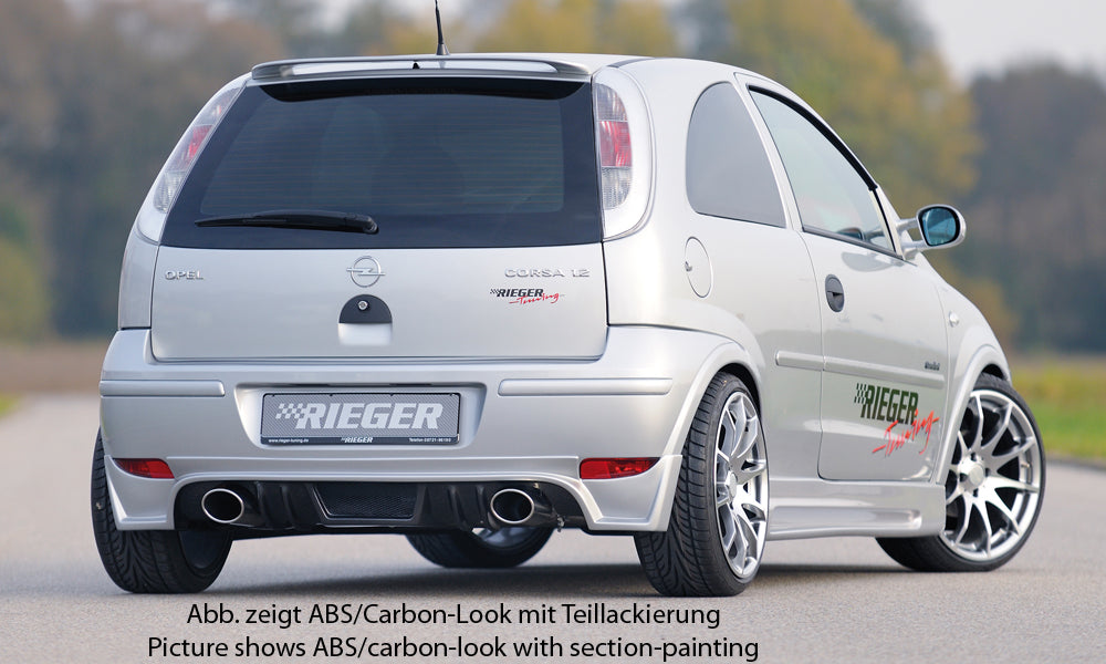 Rieger 00099336 Opel Corsa C Rear Diffuser for Tailpipe Left & Right - Carbon-Look