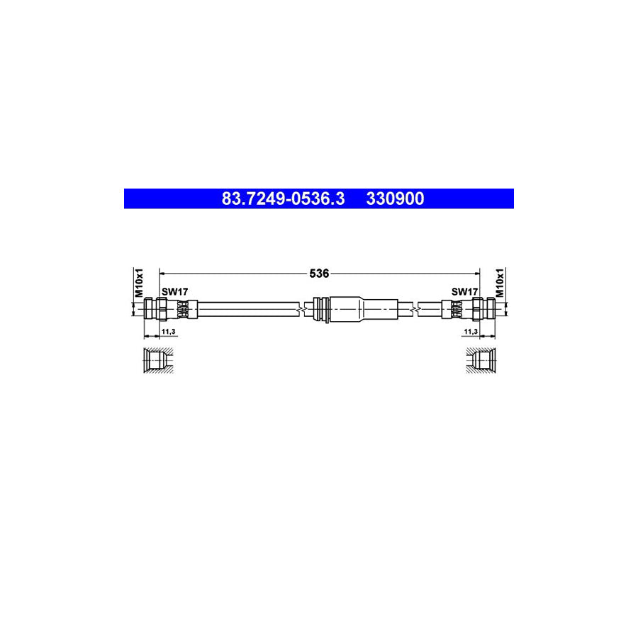 ATE 83 7249 0536 3 Brake Hose 536Mm