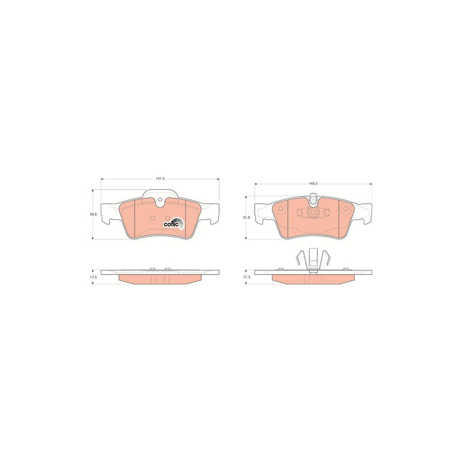 TRW Cotec Gdb1643 Brake Pad Set Prepared For Wear Indicator