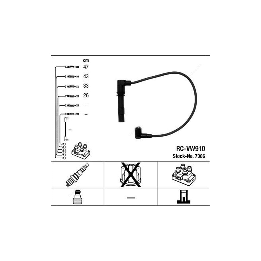 NGK Ignition Cable Kit RC-VW910 (NGK7306)