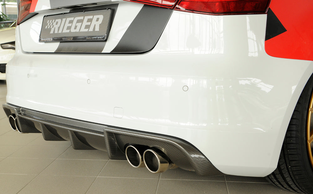 Rieger 00099356 Audi 8V A3 Rear Diffuser for Twin Tailpipe Left & Right - Carbon-Look