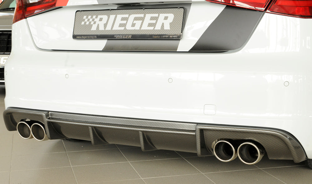 Rieger 00099356 Audi 8V A3 Rear Diffuser for Twin Tailpipe Left & Right - Carbon-Look