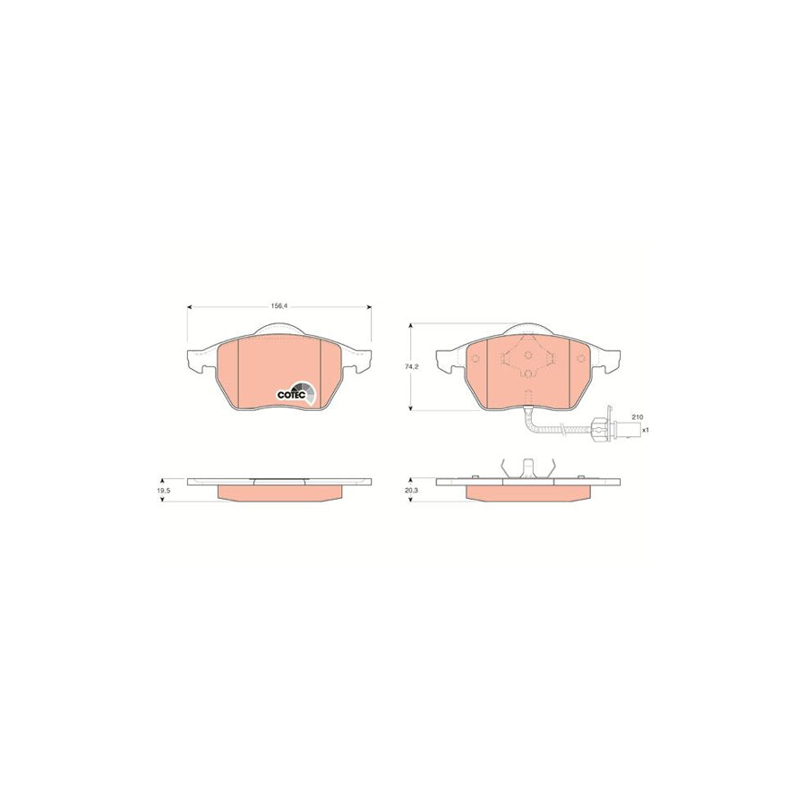 TRW Cotec Gdb1440 Brake Pad Set Incl Wear Warning Contact