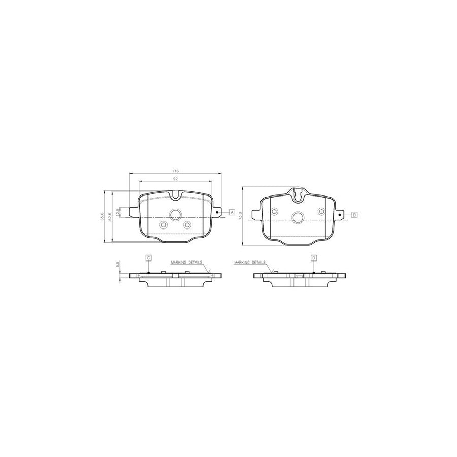 Bosch 0986Tb3135 Brake Pad Set Excl Wear Warning Contact With Bolts