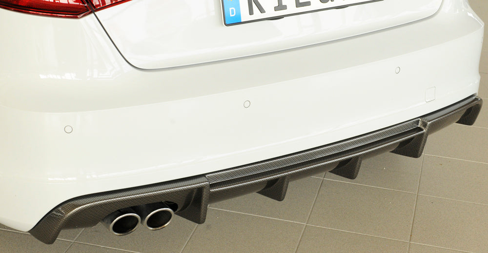 Rieger 00099355 Audi 8V A3 Rear Diffuser for Twin Tailpipe Left - Carbon-Look