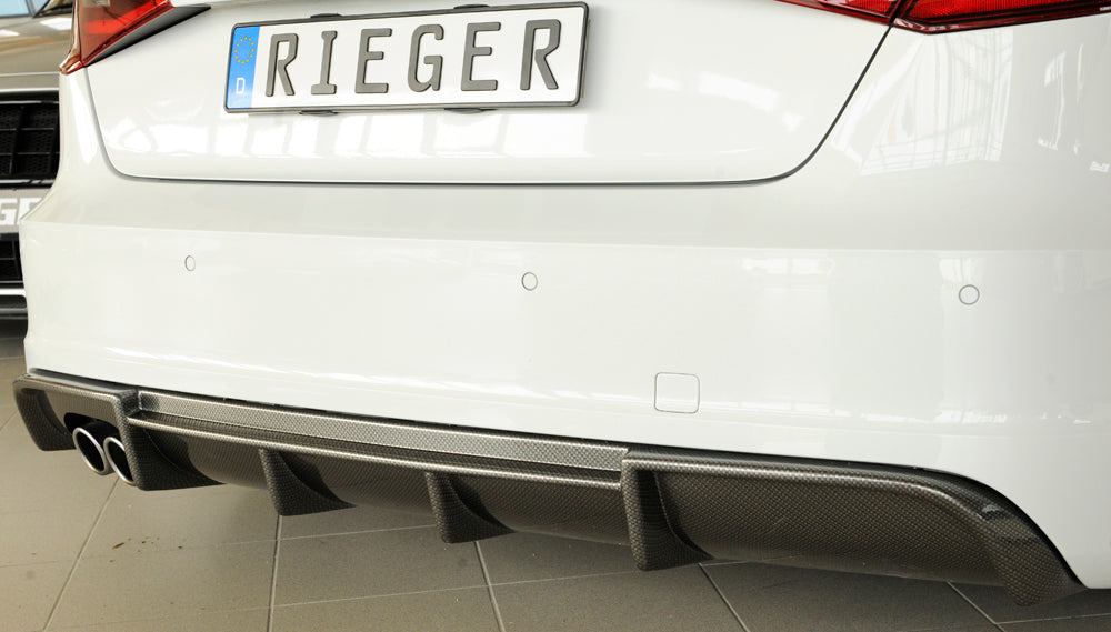 Rieger 00099355 Audi 8V A3 Rear Diffuser for Twin Tailpipe Left - Carbon-Look